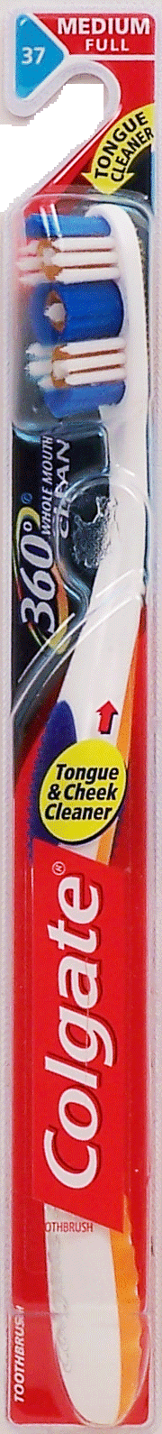 Colgate&nbsp;360 Whole Mouth Clean&nbsp;full head medium bristle toothbrush, cheek and tongue cleaner Full-Size Picture
